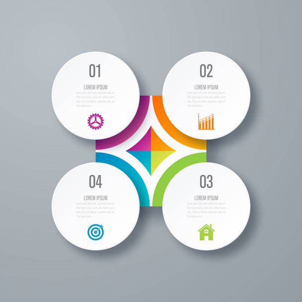 Infographics template four options with circle - Διάνυσμα, εικόνα