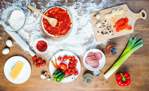 top view of pizza ingredients - Photo, Image