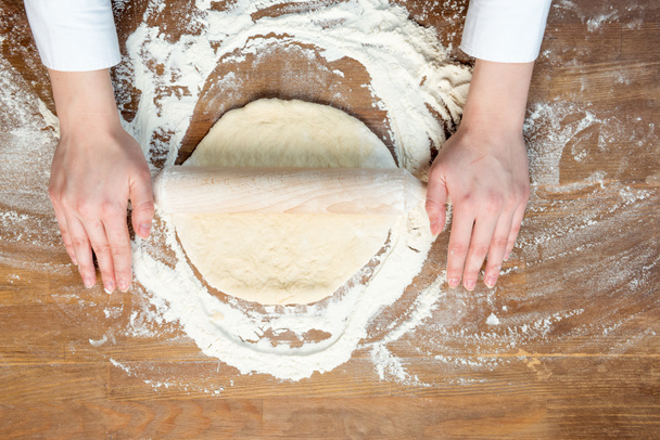 child making pizza dough - Foto, Bild
