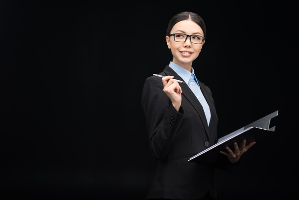 brunette businesswoman with clipboard  - Photo, Image