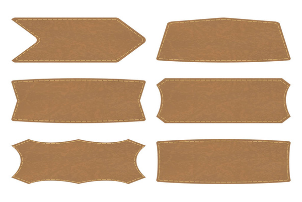 Набор форм кожаных табличек или кожаных этикеток
 - Вектор,изображение