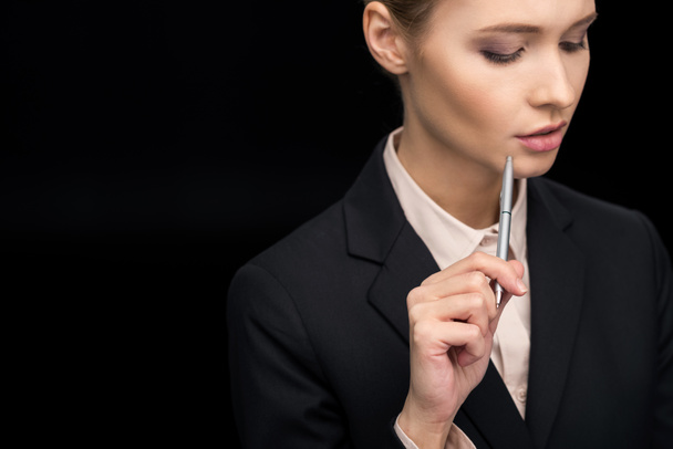businesswoman with pen in hand - Photo, Image