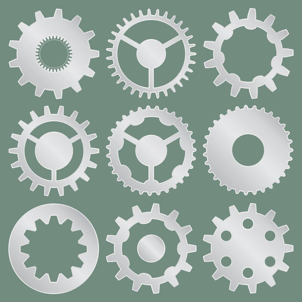 Vector collection of metal gear wheels - Vector, Image