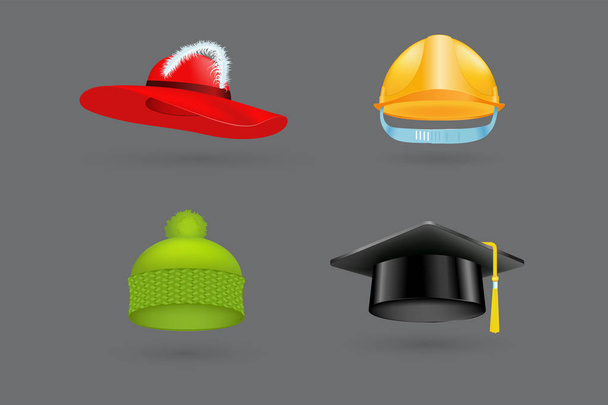 Différents types de chapeau de mode chapeau d'élégance moderne et accessoires textiles illustration vectorielle de vêtements
 - Vecteur, image