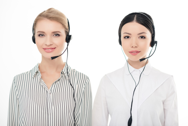 call center operators in headsets - Photo, Image