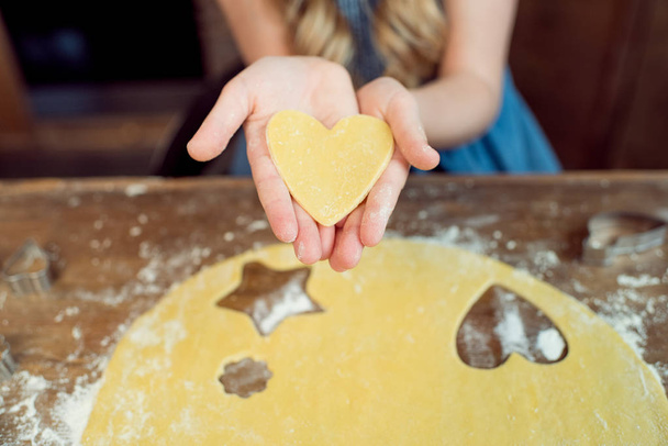 girl holding raw dough - Photo, Image