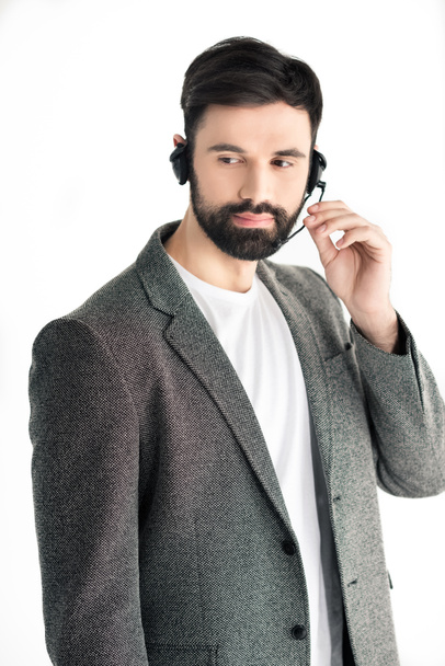 call center operator in headset - Photo, Image
