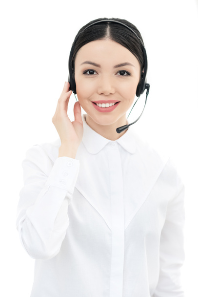 call center operator in headset - Valokuva, kuva