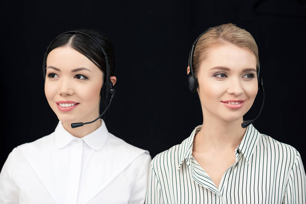 call center operators in headsets - Zdjęcie, obraz