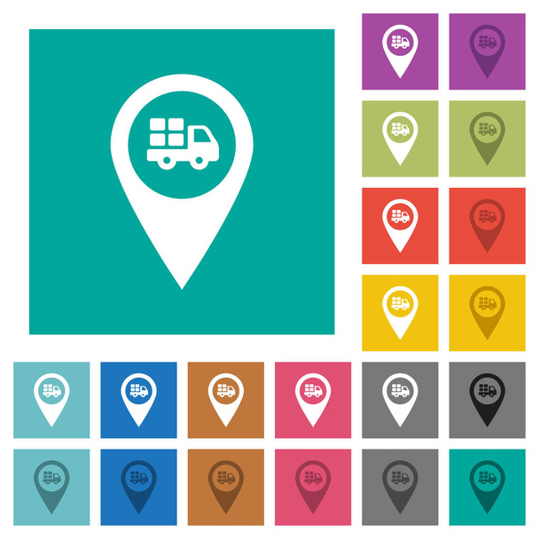 Serviço de transporte GPS mapa localização quadrado plana multi ícones coloridos
 - Vetor, Imagem