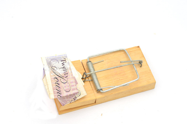 Twenty Pound Note folded in Mousetrap - Photo, Image