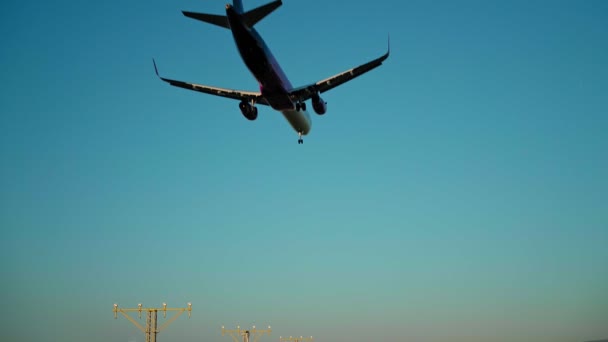 着陸する航空機と空港で脱ぐ - 映像、動画