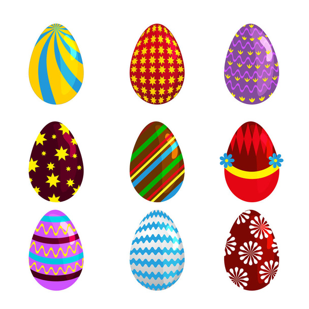 Paskalya yumurtaları renkli kutlama dekorasyon tatil vektör simgeler bahar. - Vektör, Görsel