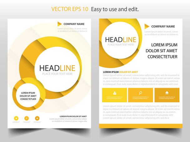 Yellow circle annual report Brochure design template vector. Business Flyers infographic magazine poster.Abstract layout template ,Book Cover presentation portfolio. - Vector, afbeelding