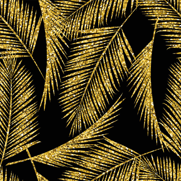 Seamless exotic pattern with palm leaf silhouettes. - Вектор, зображення