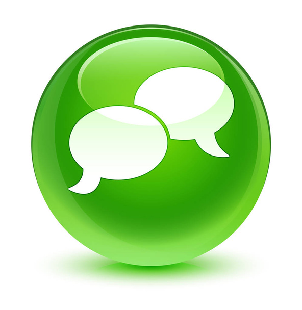 Chat bubble icon glassy green round button - Photo, Image