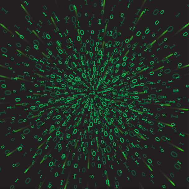 Code binaire chiffres de fond vert et sombre à l'écran. Algorithme binaire, code de données, décryptage et codage, matrice de lignes, illustration vectorielle - Vecteur, image