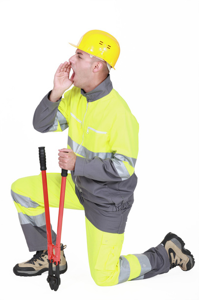 Construction worker shouting - Zdjęcie, obraz