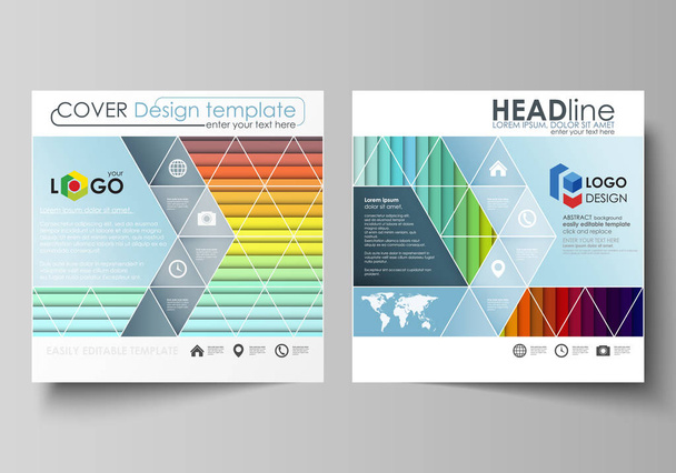 Business templates for square brochure, magazine, flyer, booklet. Leaflet cover, vector layout. Bright color rectangles, colorful design, geometric rectangular shapes, abstract beautiful background. - Vector, Image