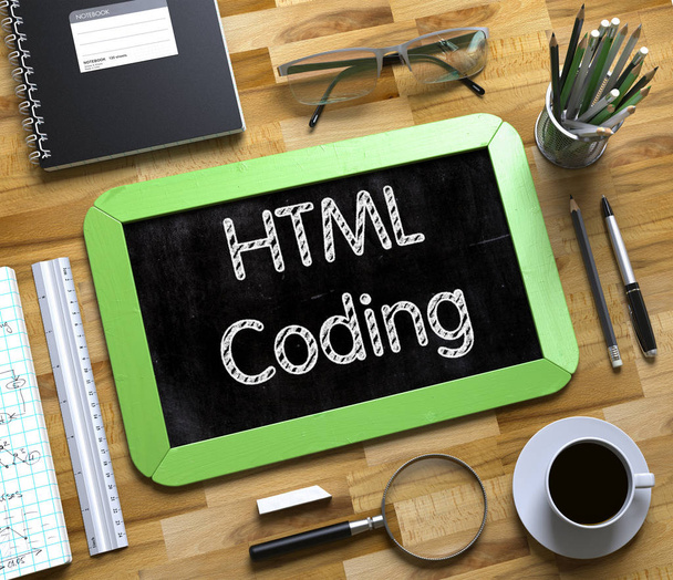 Lavagna piccola con codifica HTML. 3d
. - Foto, immagini