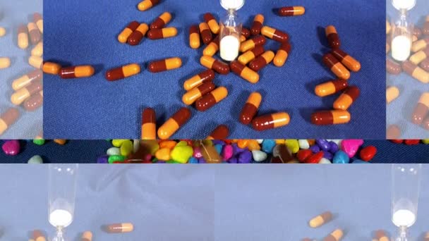 χρωματιστές πέτρες και χάπια - Πλάνα, βίντεο