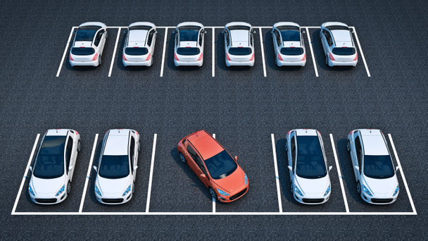 Slechte chauffeur op Parking. 3D-rendering - Foto, afbeelding