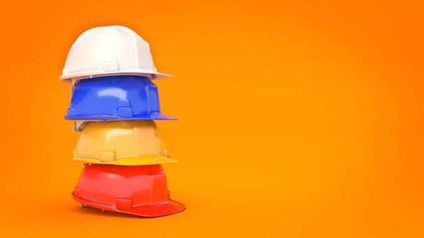 Vari cappelli duri, caschi di sicurezza. Rendering 3D
 - Foto, immagini