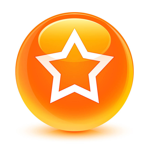 Star icon glassy orange round button - Fotoğraf, Görsel