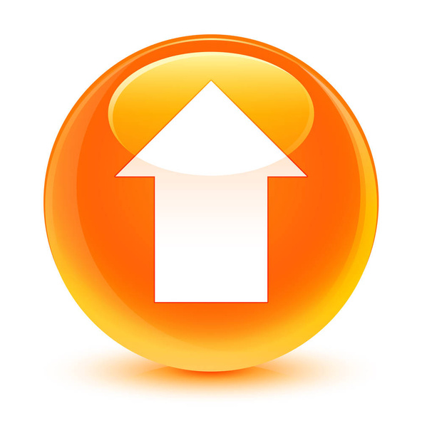 Upload arrow icon glassy orange round button - Photo, Image