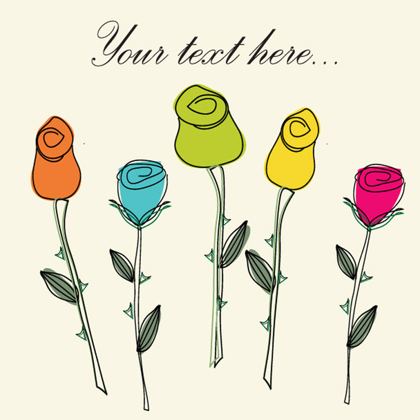 Retro greeting card with roses. - Вектор, зображення