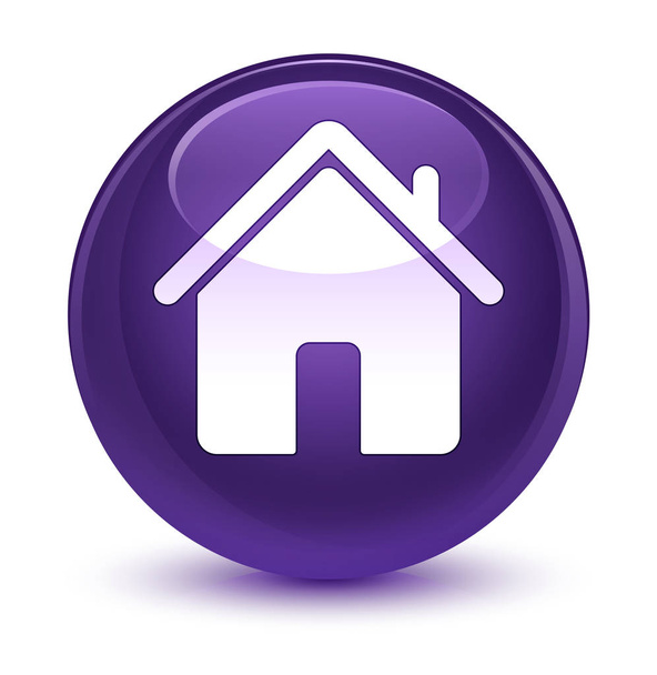 ホーム アイコン ガラス紫色の丸いボタン - 写真・画像