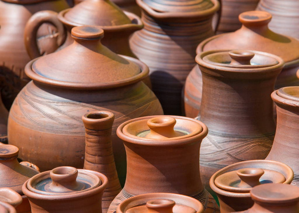 Texture, background. Pottery. pots, dishes, and other articles m - Photo, Image