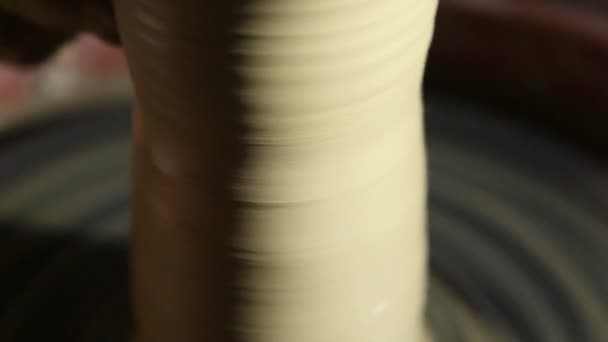 Clay jug on a table in a potters workshop. Close-up. - Footage, Video