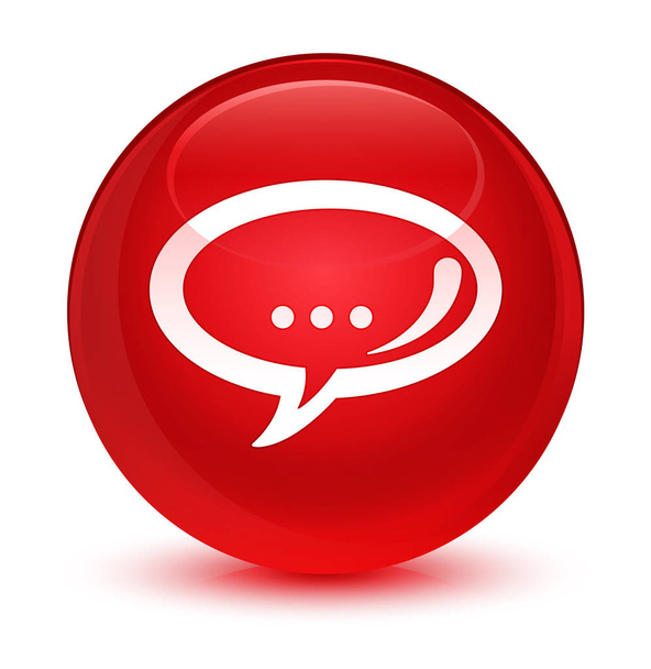 Chat-Ikone glasig roter runder Knopf - Foto, Bild