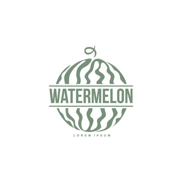 Logo template with side view of stylized striped watermelon - Vector, imagen