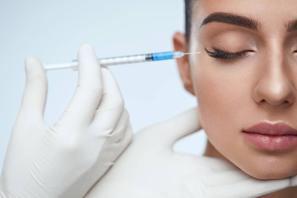 Cosmetic Treatment. Facial Skin Lifting Injection To Woman Face - Fotó, kép