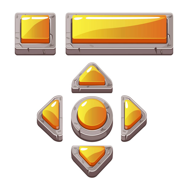 Botões de pedra laranja Cartoon para o jogo
 - Foto, Imagem
