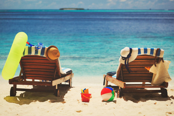 Two beach chairs on tropical vacation - Photo, Image