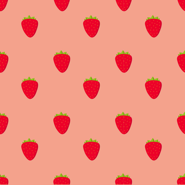 Seamless pattern with strawberry fruit on white background - Vecteur, image