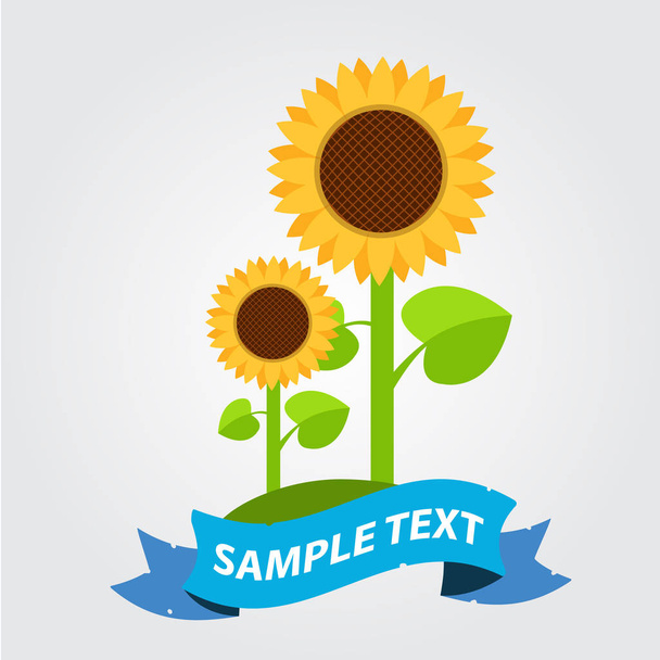 Sunflowers icon with banner for text - Vector, afbeelding