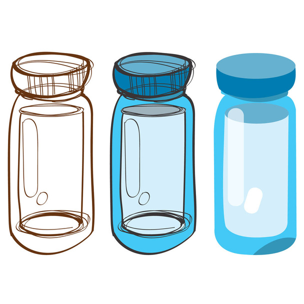 Three glass jars for spices. - Vektor, kép