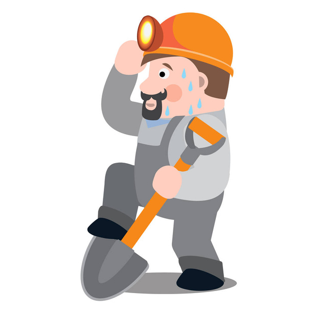  A man in work clothes with a shovel. - Vector, imagen