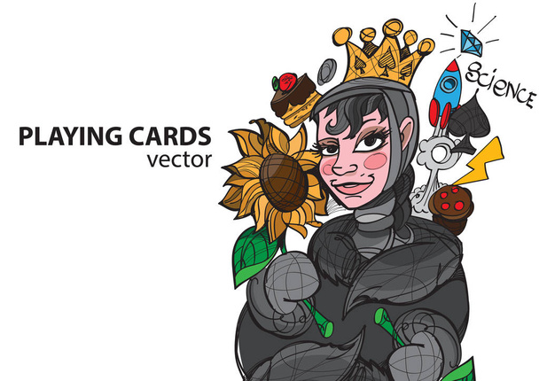 Queen of spades playing card suit. - Vektori, kuva