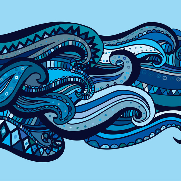 Векторна мальована хвиля абстрактний орнаментальний етнічний візерунок фон
 - Вектор, зображення