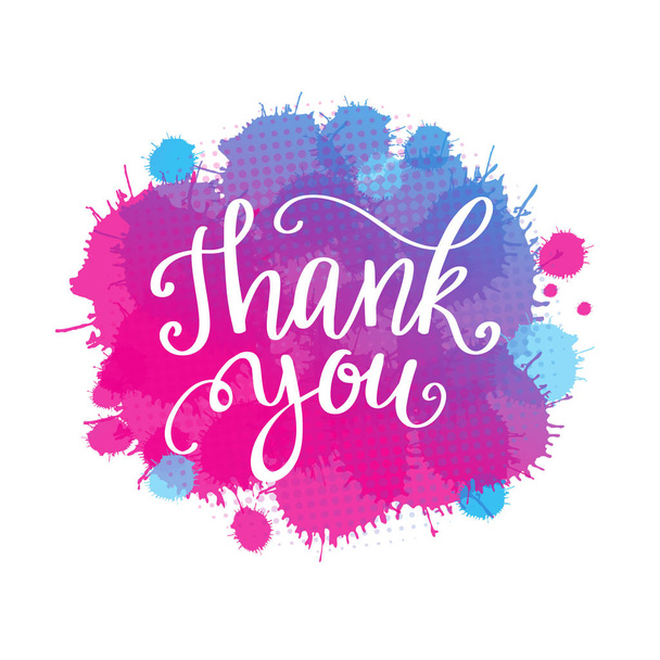 Thank you lettering quote on watercolor imitation background - Vektor, kép