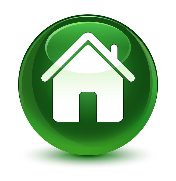 Home icon glassy soft green round button - Foto, Bild