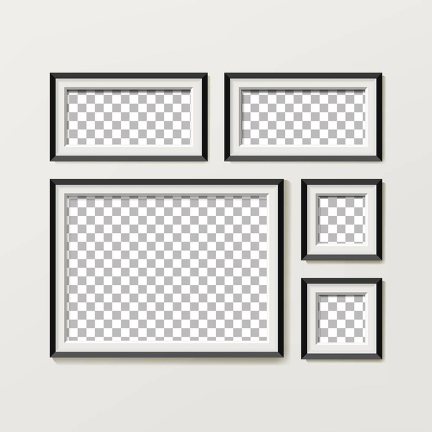 Conjunto de composición de plantilla de marco de imagen en blanco. Galería Interior con marcos de madera vacíos Diseño de vectores interiores
 - Vector, imagen