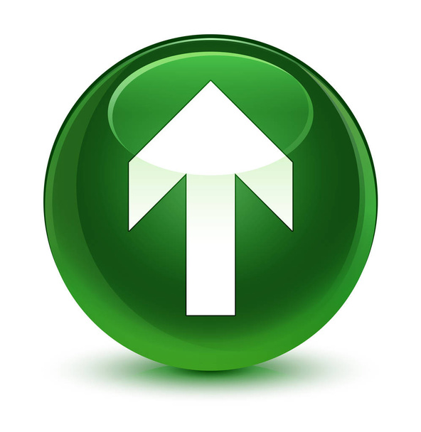 Upload arrow icon glassy soft green round button - Фото, изображение