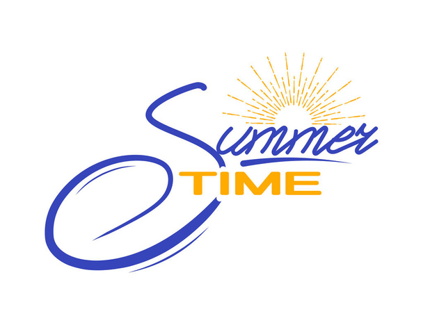 Vector summer time lettering text for advertising, travel posters, seasons sales. Isolated on white. - Vector, Image