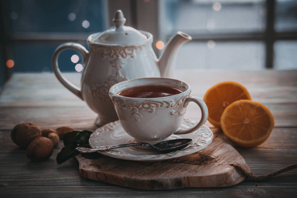 Hot tea in cold winter - Fotó, kép